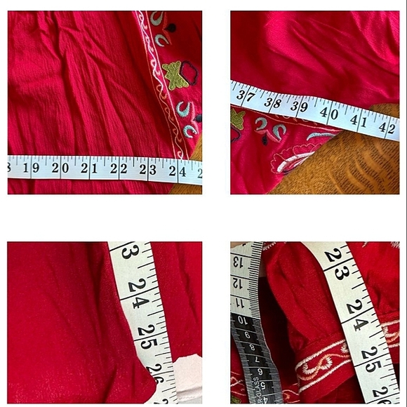 EASEL Scarlet Red Color Embroidery Dolman Sleeve Oversize Top Small Medium NWT - Picture 6 of 7